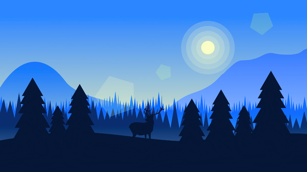 Deer Forest Vector Illustration Wallpaper