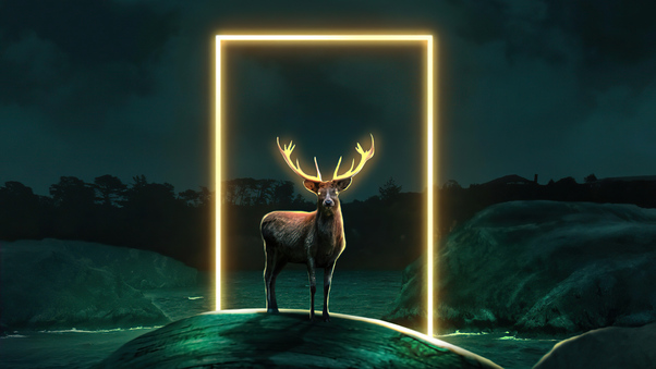 Deer Glow Door 5k Wallpaper