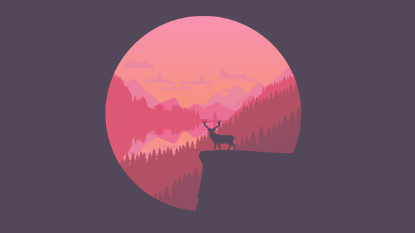 Deer On Cliff Minimal 8k Wallpaper