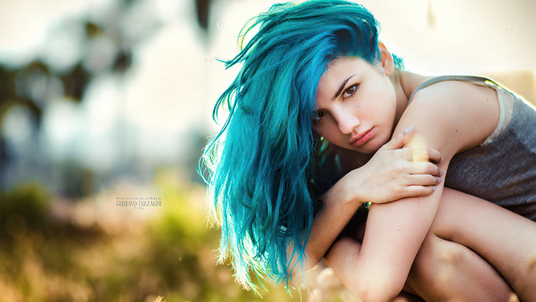 Delaia Gonzalez Blue Hairs 4k Wallpaper