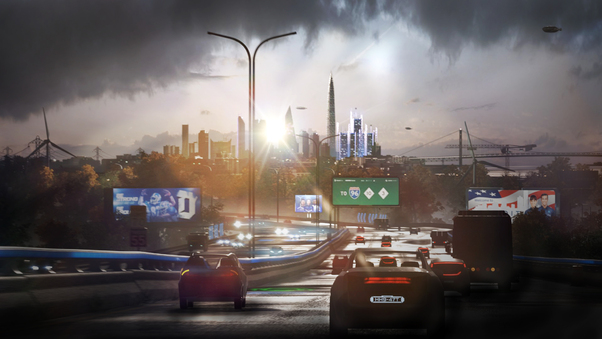 Detroit Become Human City View Vehicles 4k Wallpaper