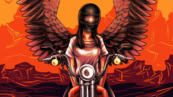 Devil Biker Angel Girl 4k Wallpaper