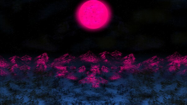Digital Purple Night Moon Wallpaper
