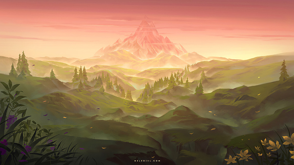 Distant Mountain Digital Art Wallpaper