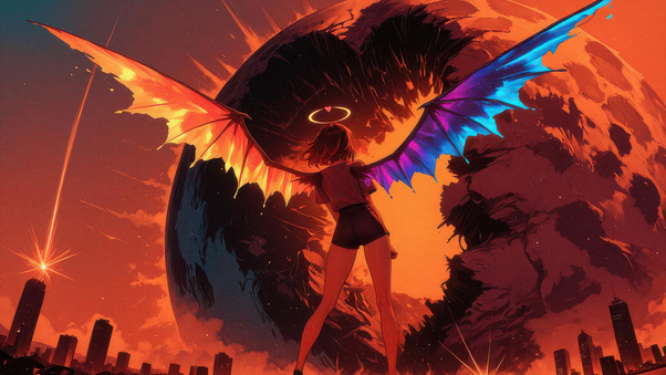 Divine Wings Of Fire And Ice (1336x768) Resolution Wallpaper
