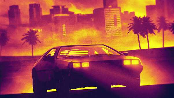 DMC DeLorean Hotline Miami Video Game Cover Art Wallpaper