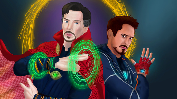 Doctor Strange And Iron Man In Avengers Infinity War Artwork Wallpaper