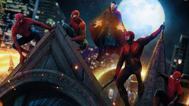 Doctor Strange Dareveil And Spidermans In Spider Man No Way Home 4k Wallpaper