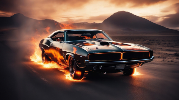 Dodge Charger On Fire Wallpaper