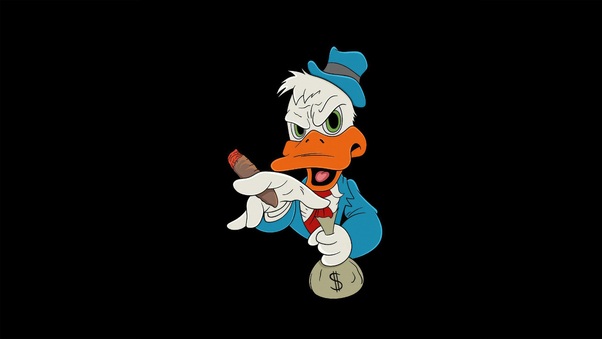 Donald Duck Cigar And Money In Minimal Wallpaper