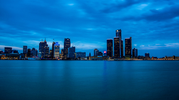 Downtown Skyline Buildings Evening 5k Wallpaper