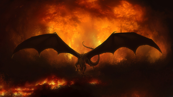 Dragon In Flames Wallpaper