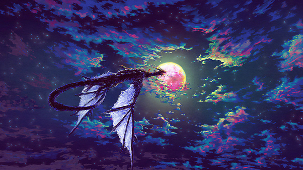 Dragon Towards Parallel Sky 4k Wallpaper