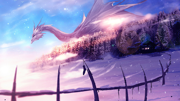 Dragon Under The Snow 4k Wallpaper