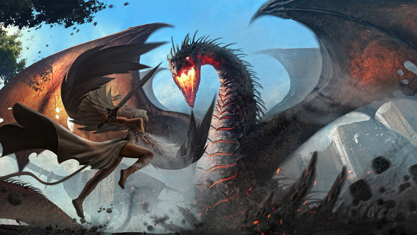 Dragon Vs Warrior Girl Wallpaper