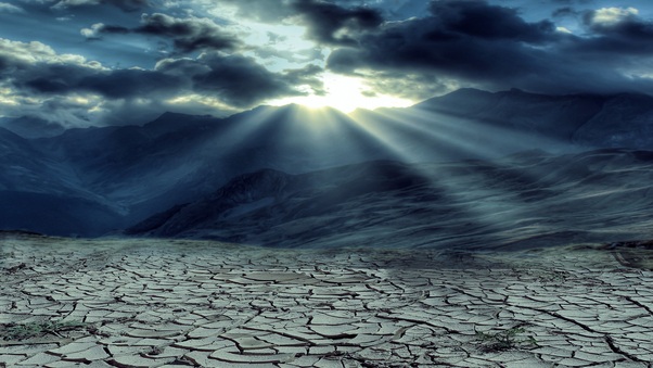 Drought Mountains Cloud Sun Rays 5k Wallpaper