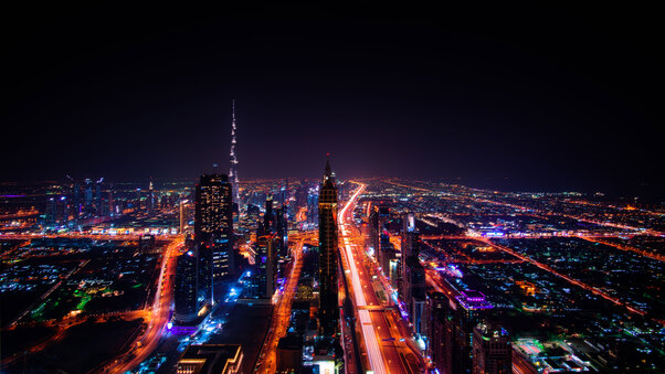 Dubai Cityscape Buildings Lights 8k Wallpaper