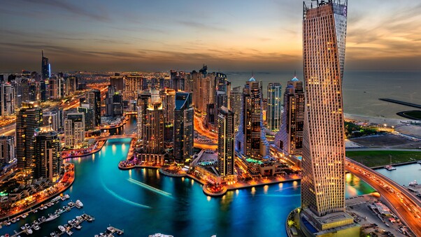 Dubai Uae Building Skyscrappers Night Wallpaper