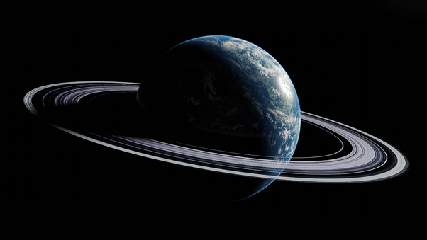 Earth With Saturn Like Rings 5k Wallpaper