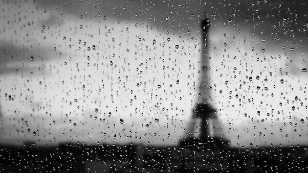 Eiffel Tower Rain Drops Wallpaper