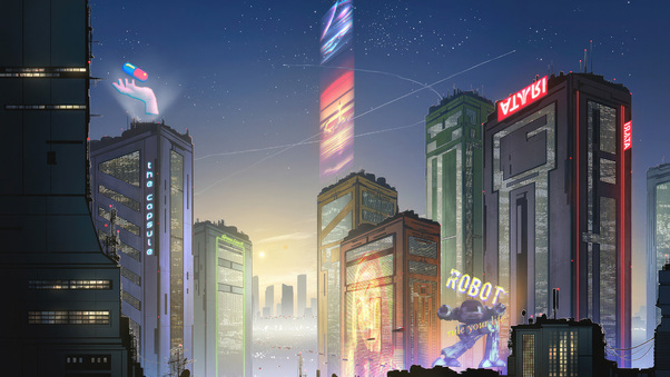 Electric Nights Retro Cyberpunk City Wallpaper