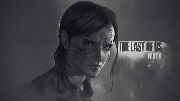 Ellie The Last Of Us Part 2 Monochrome Poster 4k Wallpaper