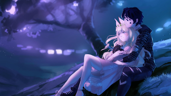 Embraced And Endeared Anime Couple 4k Wallpaper