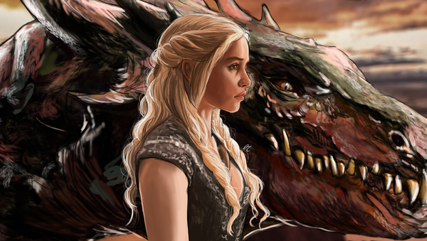 Emilia Clarke Daenerys Targayen And Dragon Artwork 5k Wallpaper