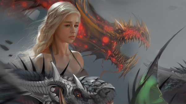 Emilia Clarke Daenerys Targayen Dragon Wallpaper