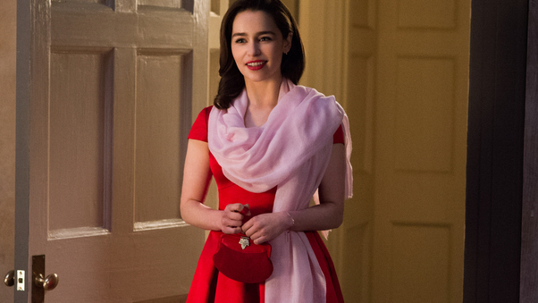 Emilia Clarke Red Dress Me Before You Wallpaper