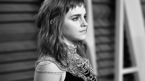 Emma Watson Black And White 4k Wallpaper