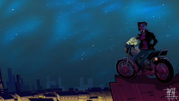 Endless Night Of Biker Wallpaper