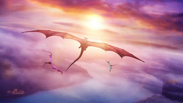 Evening Flight Of Dragons 4k Wallpaper