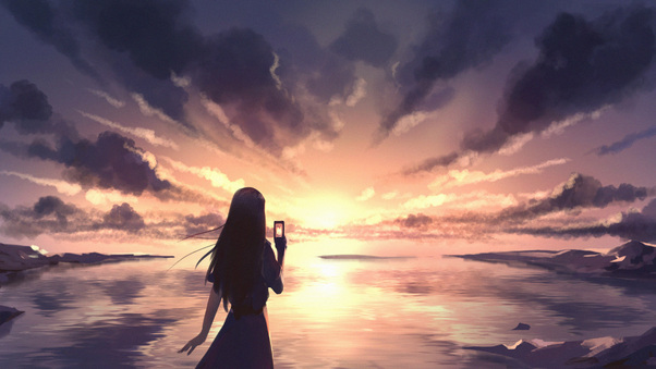 Evening Selfie Anime 4k Wallpaper