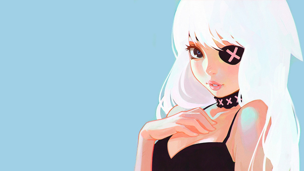 Eye Patch Anime Girl Illustration 4k Wallpaper