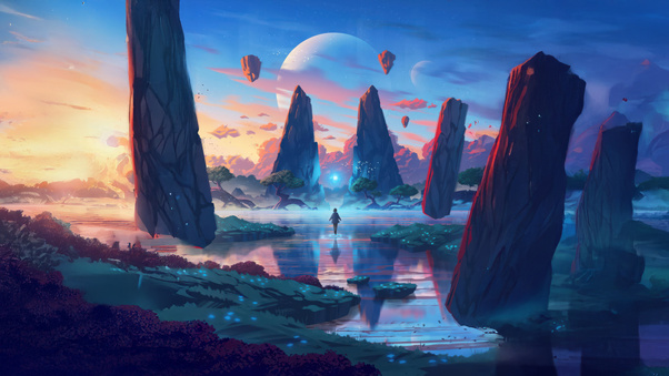 Fantasy Planet Paradise Adventure (1336x768) Resolution Wallpaper