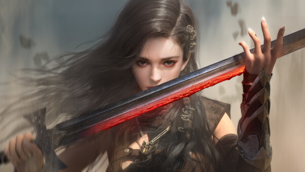 Female Warrior Fantasy With Sword Wallpaper