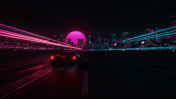 Ferrari Retrowave 4k (1680x1050) Resolution Wallpaper