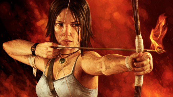 Fiery Lara Croft Wallpaper