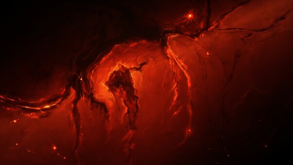 Fire Red Nebula Space Art Universe 4k Wallpaper