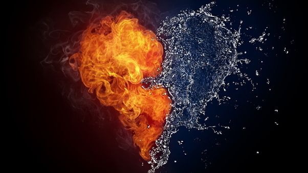 Fire Water Heart Art Wallpaper