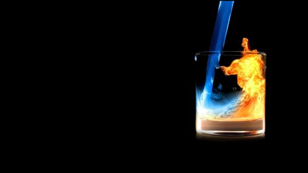 Fire Water In Glass Wallpaper