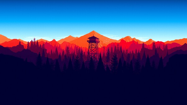 Firewatch Forest Mountains Minimalism 4k Wallpaper