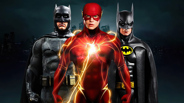 Flash And Two Batmans 4k Wallpaper