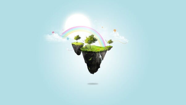 Floating Rainbow Island Wallpaper