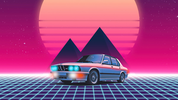 Fond Bmw Retrowave 4k Wallpaper