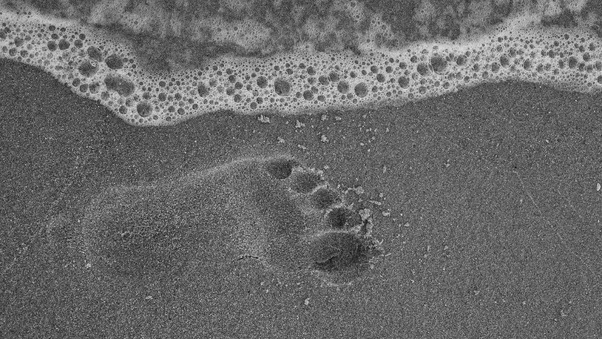 Footprint On Sand Beach 4k Wallpaper