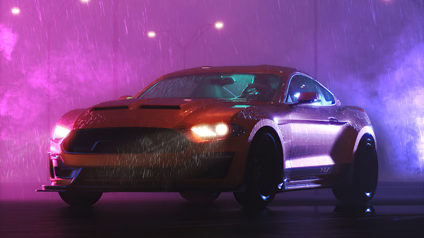 Ford Mustang Rain Vaporwave 5k Wallpaper