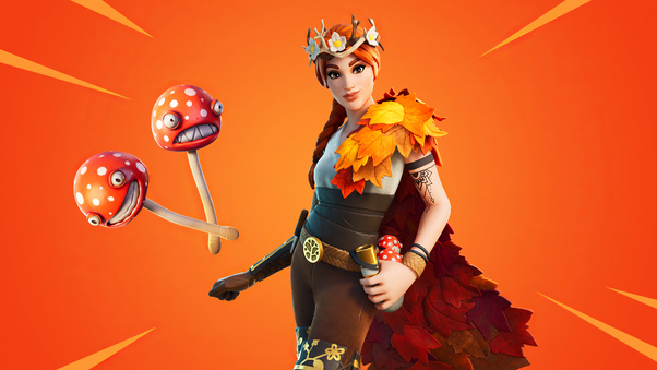 Fornite Autumn Queen Outfit 4k Wallpaper