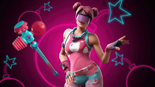 Fortnite Candy Commando Bubble Bomber Outfit 4k Wallpaper